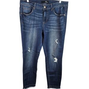1822 Denim Jeans Womens Size 12 Distressed Dark Wash‎ Skinny Leg